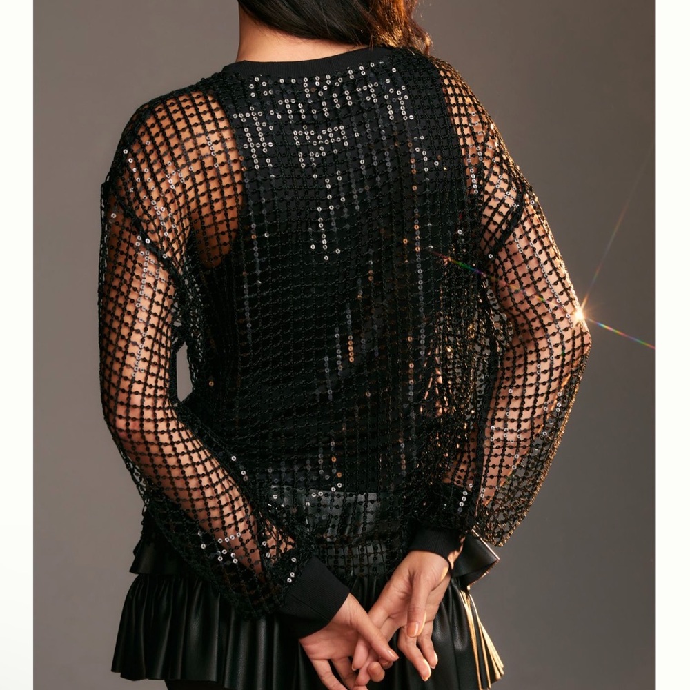 Pilcro guns n’ roses long sleeve shine sequin blouse - Picture 3 of 6